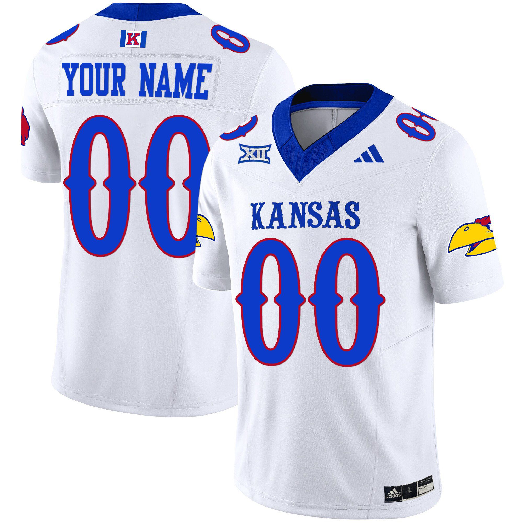 Men Kansas Jayhawks White 2024 Blackhawk Vapor Limited Custom NCAA Jersey